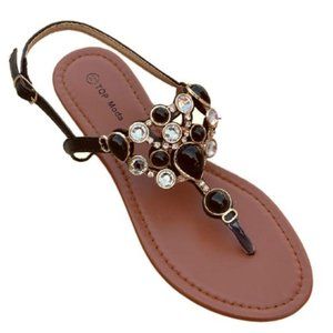 COPY - Black Gemstone Thong Sandal